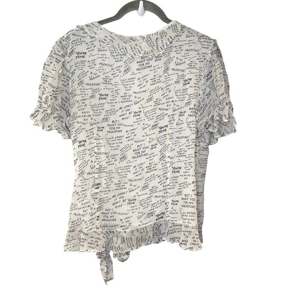 Anthropologie Maeve Love Note Valentines‎ Day Ruffle Wrap Top Silky Size 6 - Picture 2 of 7